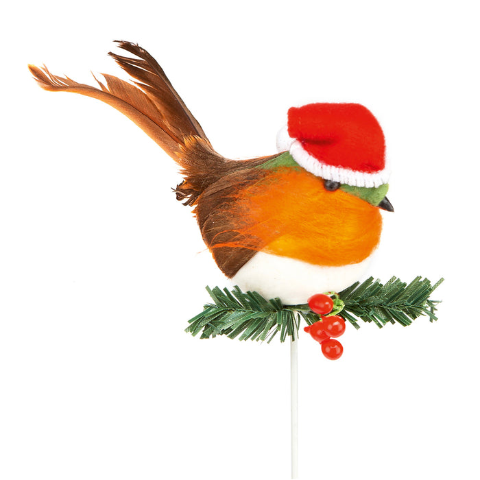 Premier Robin With Santa Hat Pick (10cm)