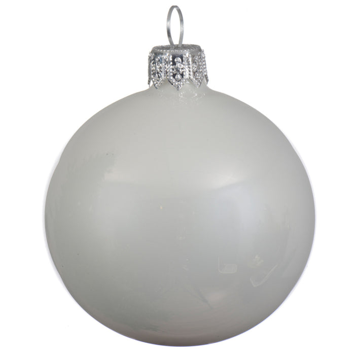 Kaemingk Winter White Enamel Baubles Glass (8cm)