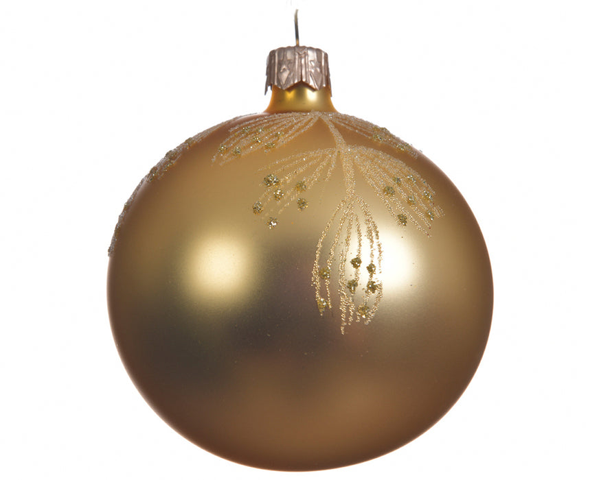 Kaemingk Glass Bauble With Matt Branches Gold