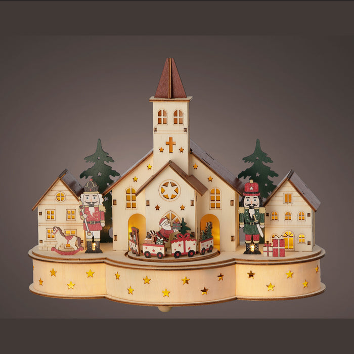 Kaemingk Led Christmas Tree, House & Church Scenery Plywood