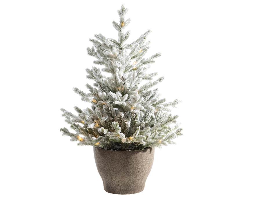 Kaemingk 90cm Potted Snowy Norway Tree Micro Led Bo Outdoor