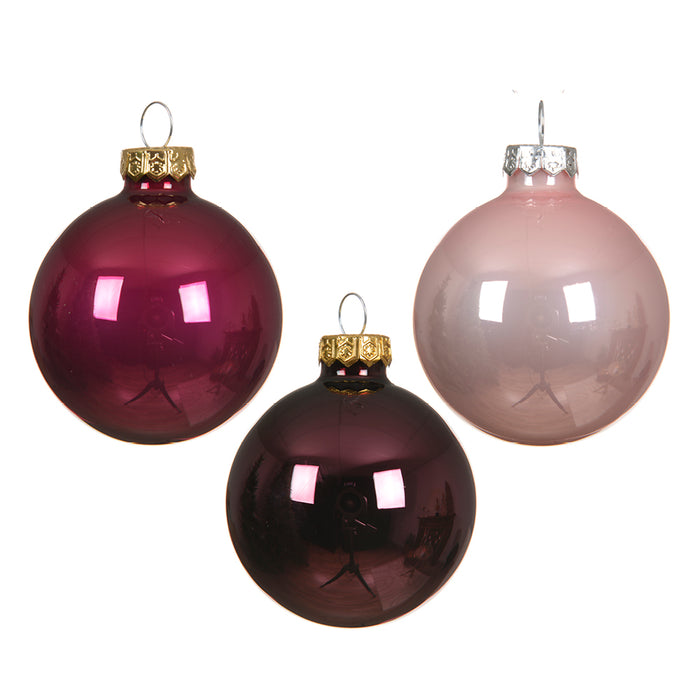 Kaemingk Pink Bauble Glass Enamel, Shiny Set (6cm)