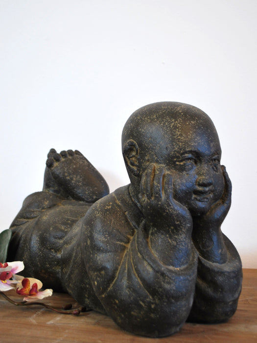 Lying Monk 40cm Stone Cast