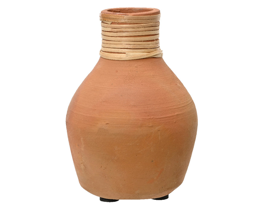 Vase terracotta clay bamboo neck