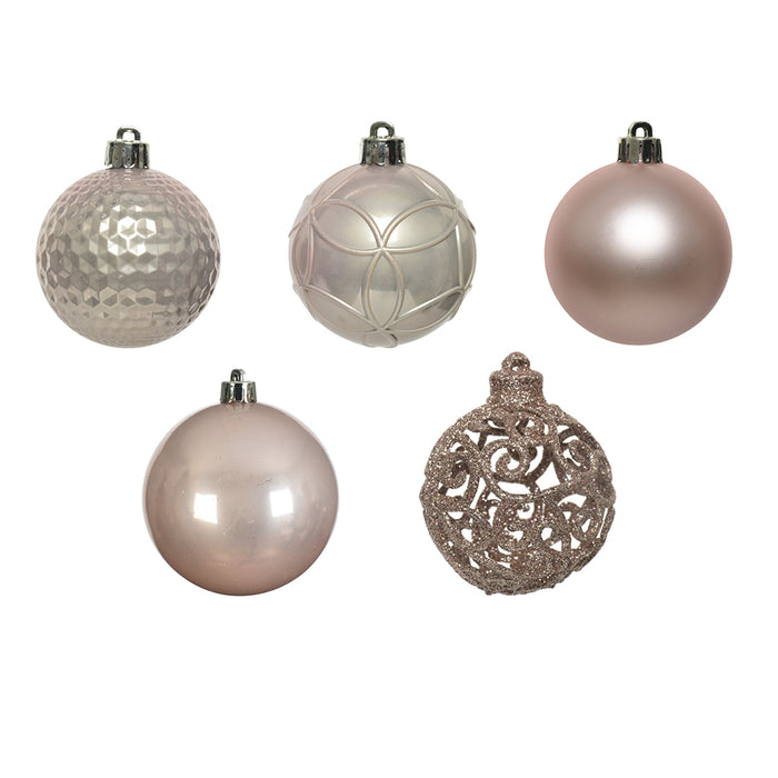 Kaemingk Blush Pink Shatterproof Baubles Mix (6cm)