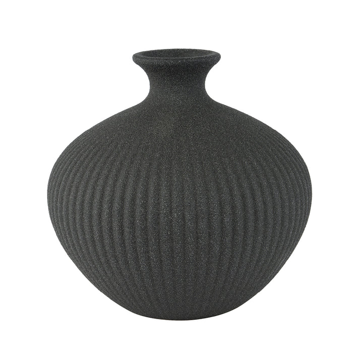 Kaemingk Black Vase Stoneware (Dia13.5cm X H.13cm)