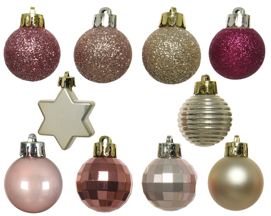 Kaemingk 30 Mini Shatterproof Baubles Pink Mix