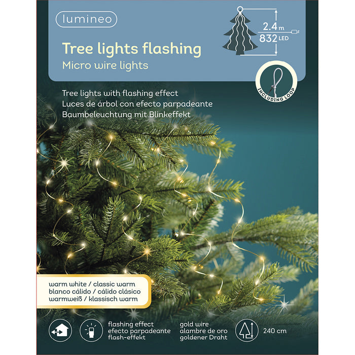 Kaemingk Micro Led Golden Flashing Tree Bunch Lights (240cm)