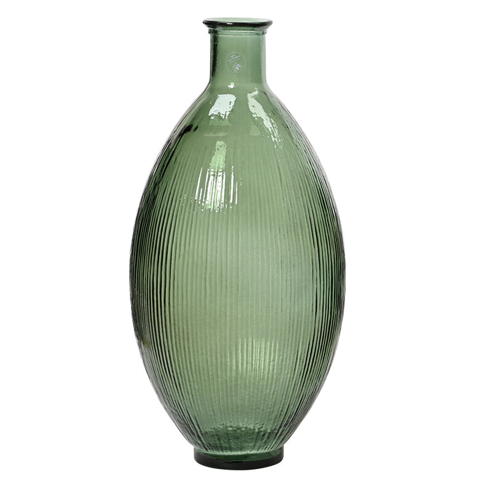 Kaemingk Green Glass Vase Rib Recycled  (59cm)