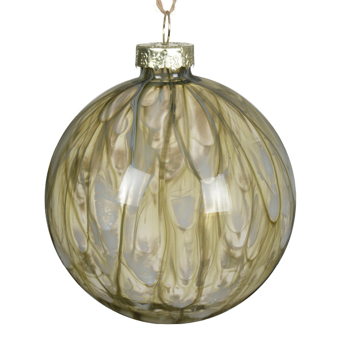 Kaemingk Rosemary Green Bauble Designed Glass (8cm)