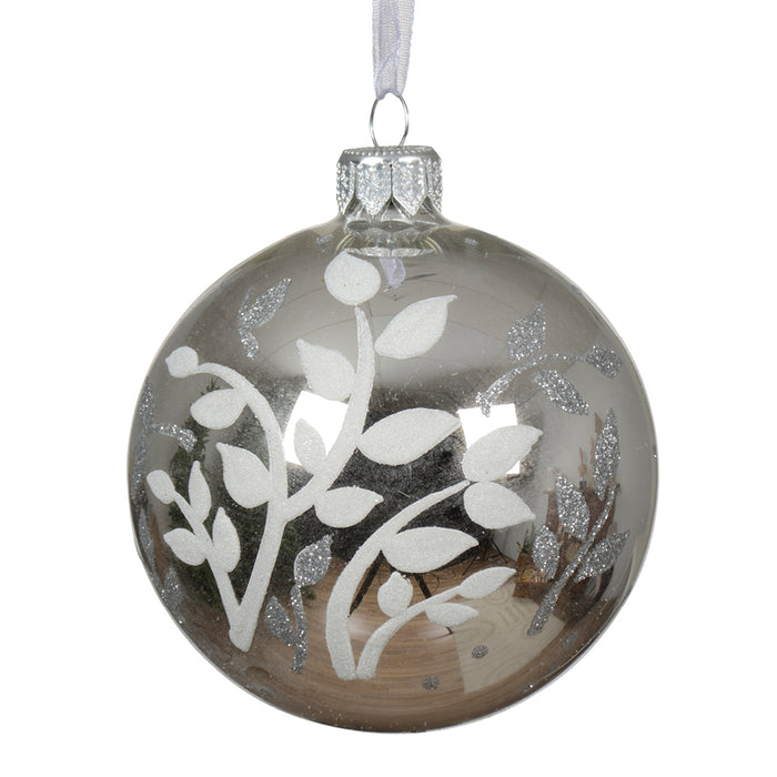 Kaemingk Silver Bauble Glass Designed Branch (8cm)