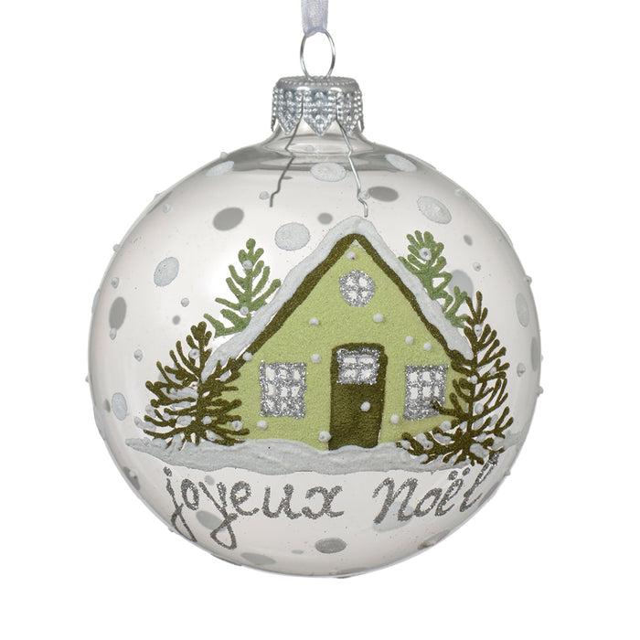 Kaemingk Transparent Bauble Glass House Joyeux Noël (8cm)