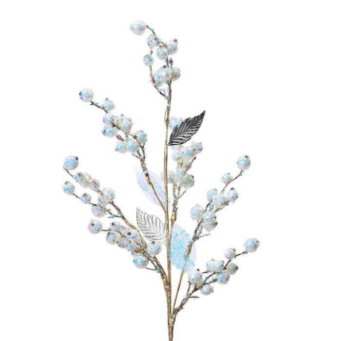 Kaemingk Glitters Blue Leaf Spray (69cm)