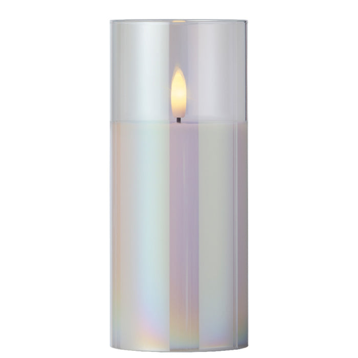 Kaemingk Led Holo Cylinder Glass Candle Wick (17.5cm)