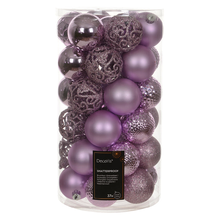 Kaemingk Lilac Breeze Shatterproof Baubles Set (6cm)