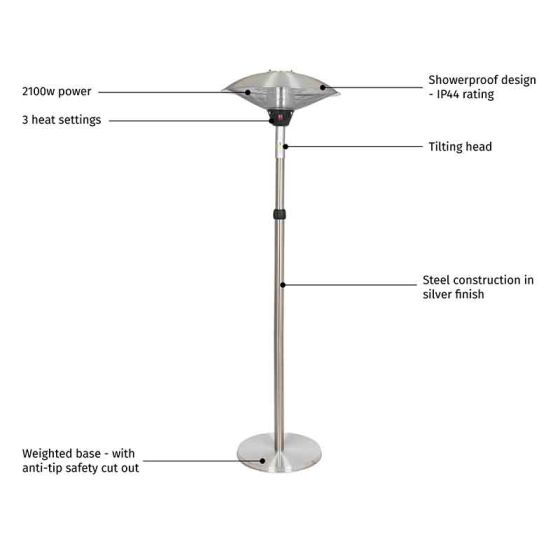 La Hacienda Adjustable Standing Heater Silver