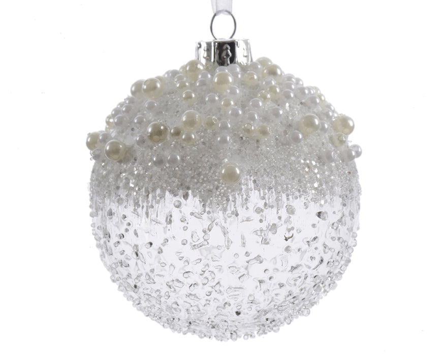 Kaemingk Icy Speckled Clear Bauble Glass (8cm)