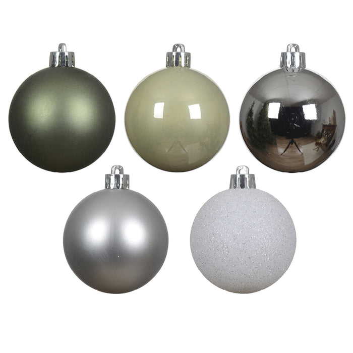 Kaemingk Variety Green Shatterproof Baubles Mix (6cm)