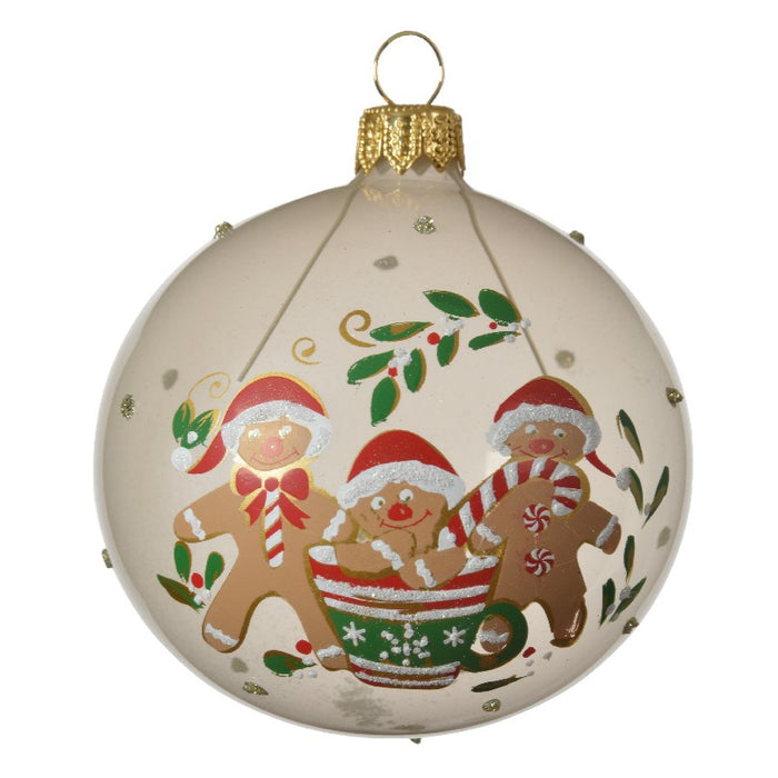 Kaemingk Glass Bauble Transparent Shiny Gingerbread