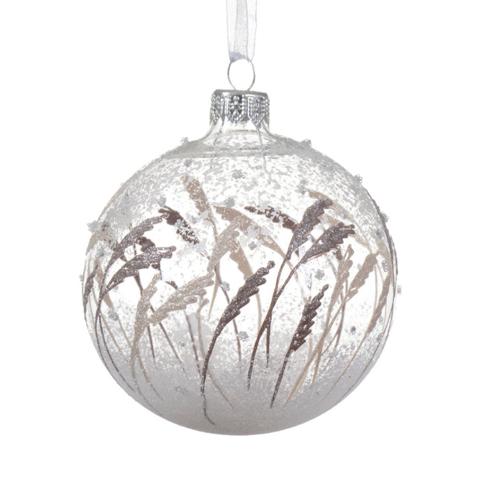 Kaemingk  Clear Fern Bauble Glass (8cm)