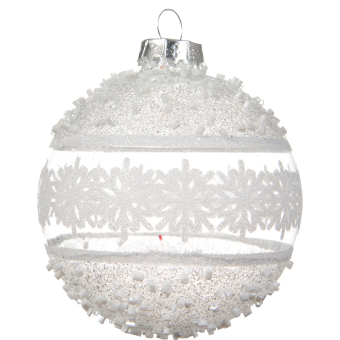 Kaemingk Matt Snowflake Silver Bauble Glass (8cm)