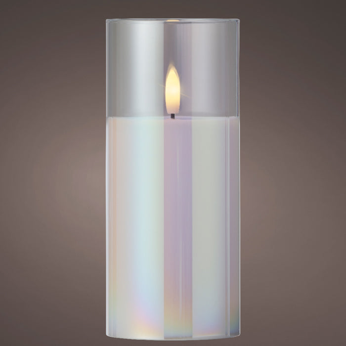 Kaemingk Led Holo Cylinder Glass Candle Wick (17.5cm)