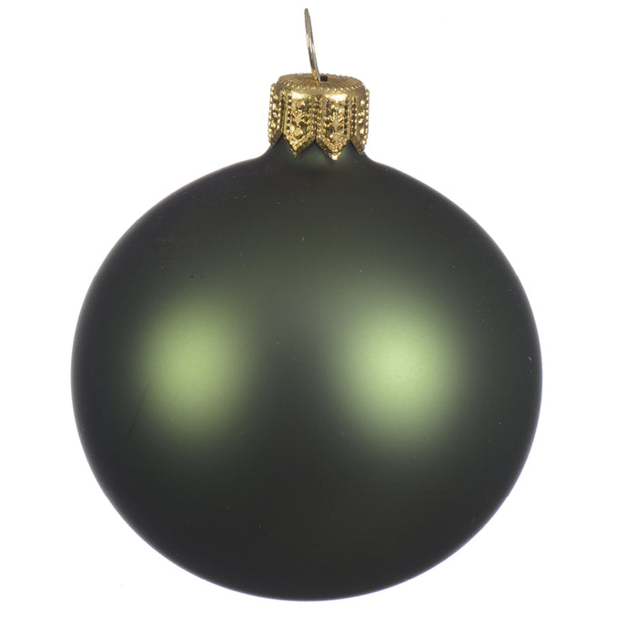 Kaemingk 6pk Glass Bauble Matt Pine Green 8cm