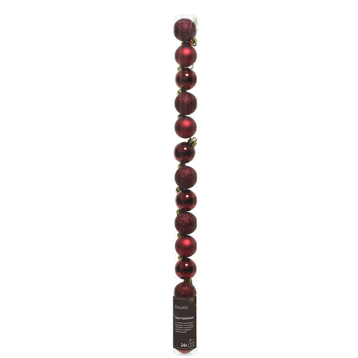 Kaemingk Maroon Shatterproof Baubles Mix (3cm)