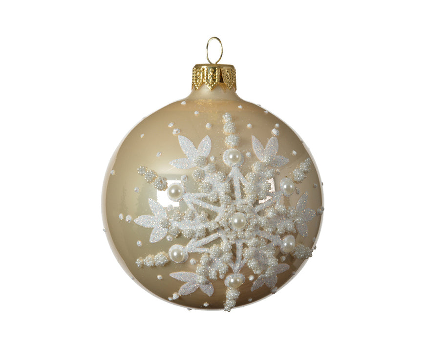 Kaemingk Glass Bauble Snowflake Pearl