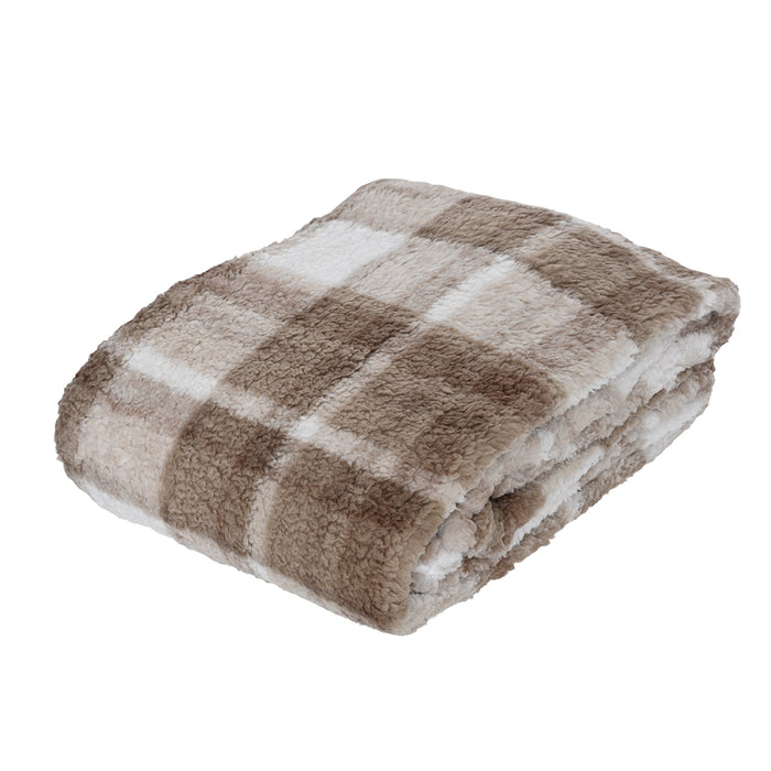 Kaemingk Brown & White Throw Check Single (L.130cm X W.170cm)