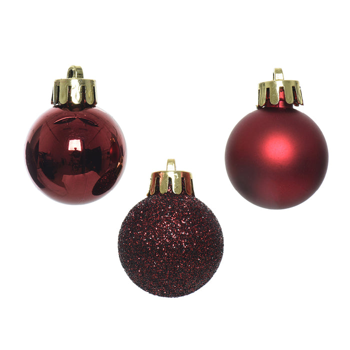 Kaemingk Maroon Shatterproof Baubles Mix (3cm)