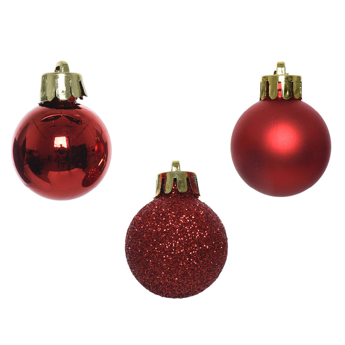 Kaemingk Christmas Red Shatterproof Baubles Mix (3cm)