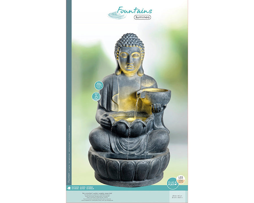 Kaemingk Lumineo Sitting Buddha Water Fountain GRC Outdoor