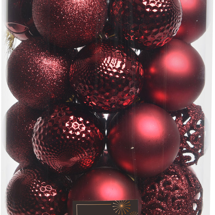 Kaemingk Maroon Shatterproof Baubles Mix (6cm)