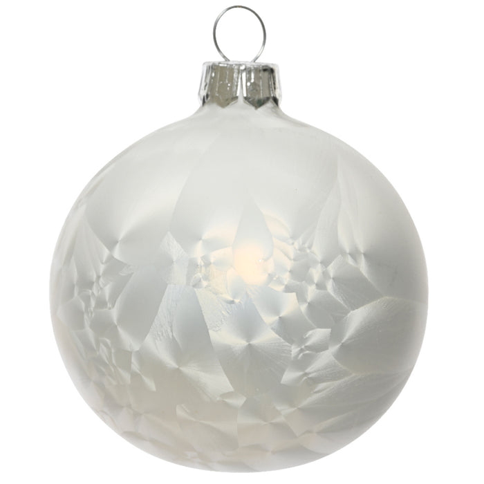 Kaemingk White Ice Lacquer Bauble Glass (8cm)