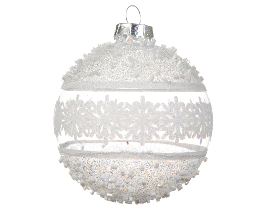 Kaemingk Matt Snowflake Silver Bauble Glass (8cm)