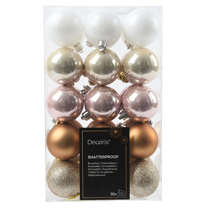 Kaemingk Variety Pink Shatterproof Baubles Mix (6cm)