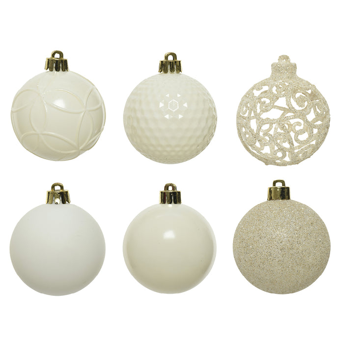 Kaemingk Wool White Shatterproof Baubles Mix (6cm)