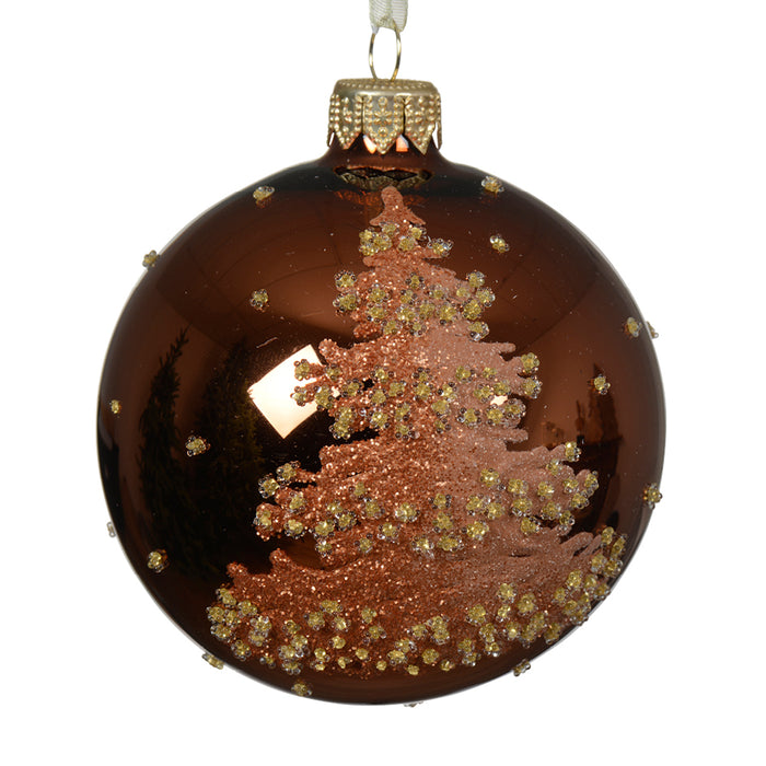 Kaemingk Espresso Jeweled Tree Bauble Glass (8cm)