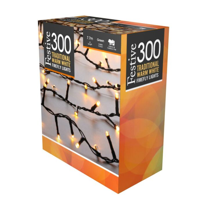 Festive 300 Firefly Lights - Traditional Warm White