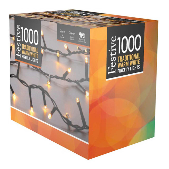 Festive 1000 Firefly Lights - Traditional Warm White