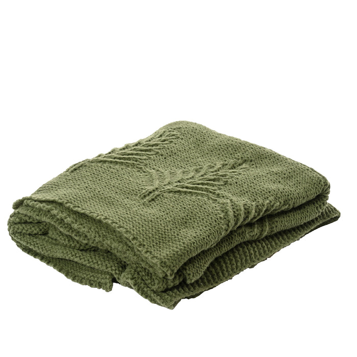 Kaemingk Green Knitted Throw (L.130cm X W.150cm)