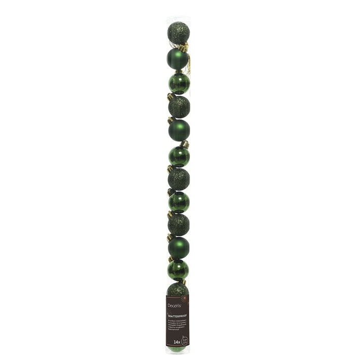 Kaemingk Pine Green Shatterproof Baubles Mix (3cm)