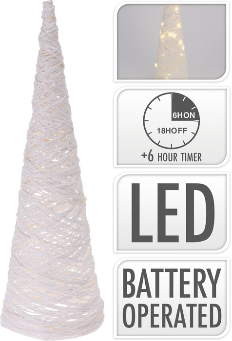 Koopman Cone 20 LED 40cm White Glitter