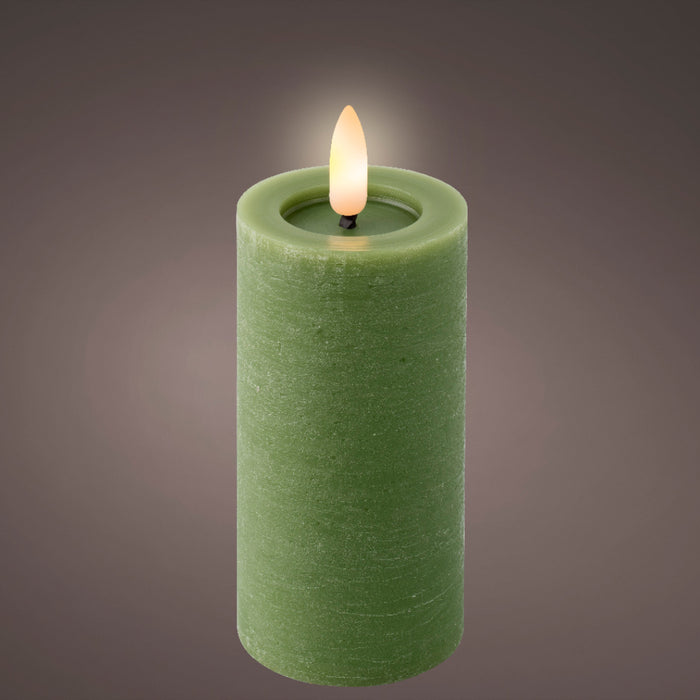 Kaemingk LED Wick Green Candle Flat Top (12.5cm)