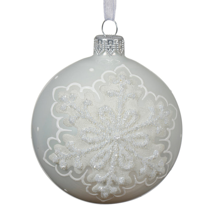 Kaemingk Winter White Bauble Designed Enamel (8cm)